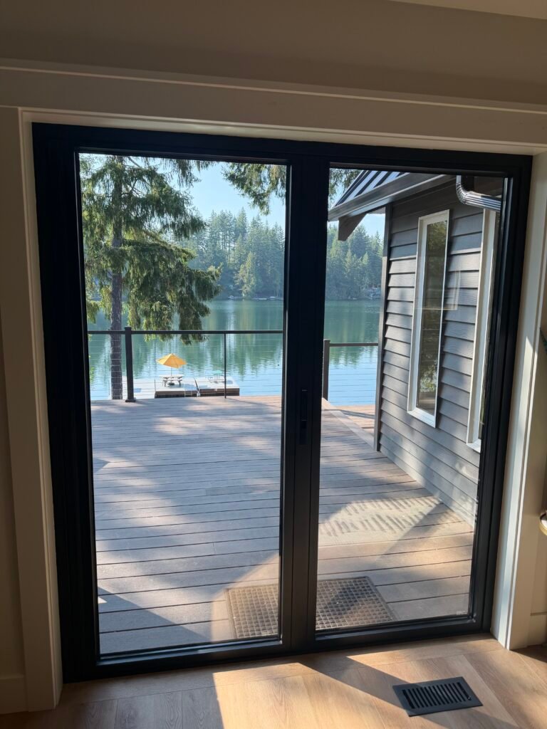 Sliding Glass Doors On Nice Lakeside Washington Home